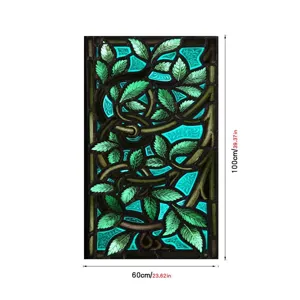 Colorful vintage plant PVC electrostatic glass window sticker film, 100x60cm size detail.