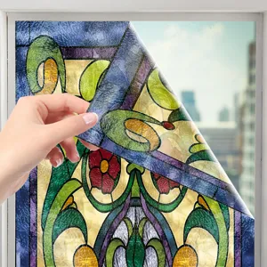 Glas-in-lood raamfolie in paleisstijl decoratieve sticker voor thuisraam glasdecoratie.