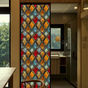 Retro glas-in-lood raamfolie ruitpatroon decoratieve PVC privacy glassticker