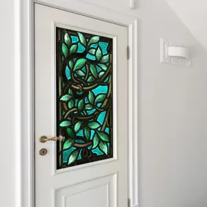 Retro stained glass window film, static cling decorative privacy film for glass doors and windows.