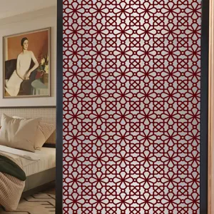 Geometrisch patroon matglas raamfolie voor privacy, zonwerende statische glassticker.