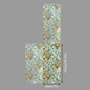 Film pour fenêtre paon décoratif autocollant verre statique motif floral intimité maison