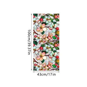 Floral static window film stained glass privacy sticker anti-collision pvc 100x43cm