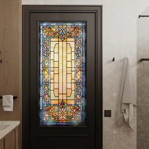 Μεμβράνη παραθύρου βιτρό Art Nouveau στατική αυτοκόλλητη διακοσμητική για το σπίτι.