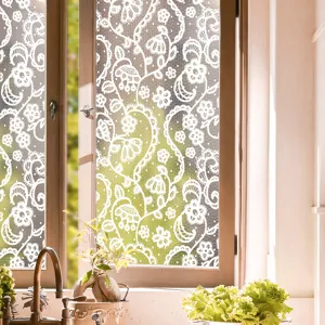 Decorative lace window glass sticker for home privacy and elegant room decoration details.