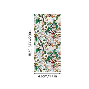 Decorative static window film stained glass floral design PVC anti-collision sticker 100x43cm