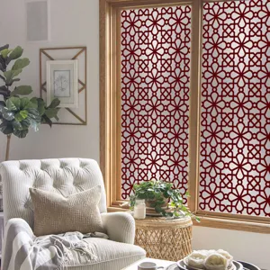 Film pour fenetre geometrique rouge film adhesif statique intimite verre depoli maison decor.