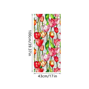 Colorful Tulip Stained Glass Window Film Static Cling Anti Collision Glass Decal Home Decor 43x100cm