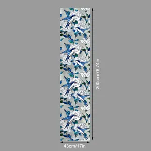 Film pour fenêtre motif oiseau bleu et rose blanche, adhésif électrostatique pour la maison.