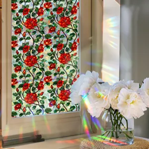 Decorative stained glass rose window film static cling privacy anti collision stickers