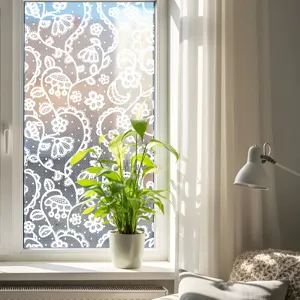 Decorative lace window film static glass sticker for home privacy and room decor.