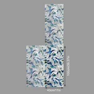 Film de intimité pour fenêtre décoratif avec motif d'oiseau bleu et rose en vitrail.