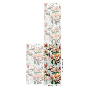 Static cling window film floral magnolia design removable privacy glass sticker 43x100cm