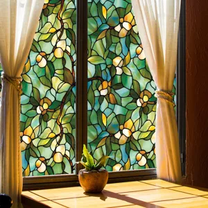 Film de verre coloré style Tiffany, bel autocollant décoratif pour fenêtre de maison.