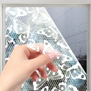 Static window glass sticker with white lace butterfly pattern, perfect for home decor.