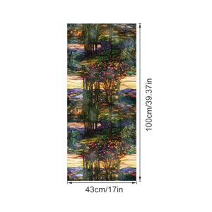 Film pour vitre en verre teinté style Tiffany autocollant décoratif 43x100cm maison