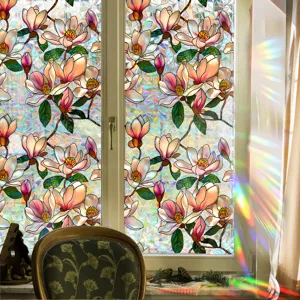 Color electrostatic glass window film decorative anti-collision sticker PVC flower pattern