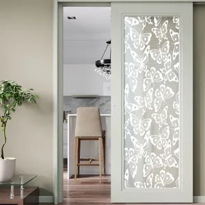 Static glass window film with elegant lace butterfly pattern, perfect for home decor and privacy.