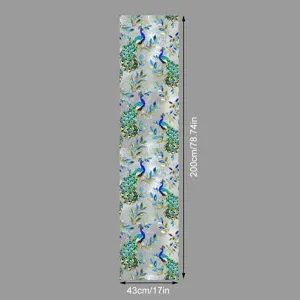 Film pour fenetre motif paon adhesif statique decoratif en verre vue detail salon