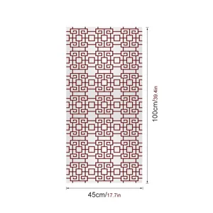 Gedetailleerd overzicht van geometrische raamfolie met decoratief glas-in-loodontwerp.
