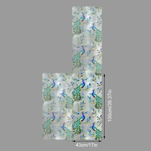 Film adhésif électrostatique pour vitre avec motif paon pour la maison 43x100 cm