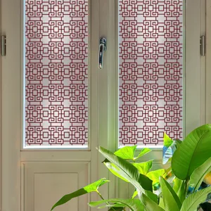 Film pour vitre décoratif intimité motif géométrique rouge autocollant de verre statique