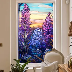 Film pour vitre en verre teinte avec motif floral, parfait pour la decoration et intimite.