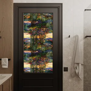 Film pour vitrage en verre teinté de style Tiffany, autocollant décoratif pour fenêtre.