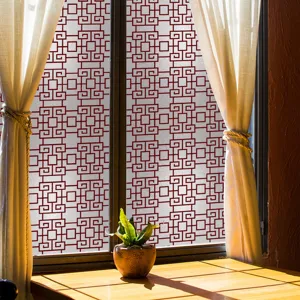 Decoratieve raamfolie statische hechting glassticker met rood geometrisch patroon voor thuis