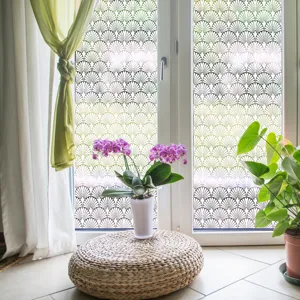 Decorative window glass privacy film with fan pattern detail for home decor and shading.