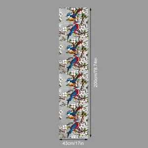 Film pour vitre décoratif motif floral et oiseaux, adhésif électrostatique, 43x200cm.
