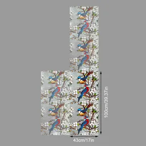 Film pour vitre de fenêtres statique motif oiseaux et fleurs vintage, autocollant décoratif.