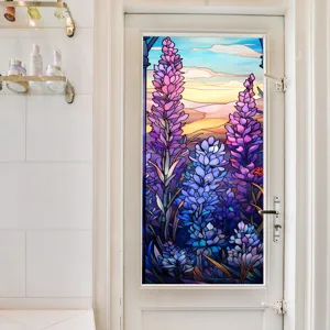 Film pour vitre vitrail fleurs porte film adhésif statique intimité déco détails