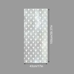 Decorative static window film with elegant lace fan pattern, size 43x100cm for home decor.