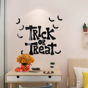 Halloween acrylic mirror wall sticker trick or treat bat home decor DIY wall art decal