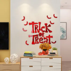 Halloween acrylic mirror wall sticker trick or treat bat home decor DIY wall art decal