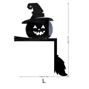 Halloween Hexen Kürbis Acryl Ecke Wandaufkleber, schwarzer Spiegel Wohndeko Größe 20x14.6cm.