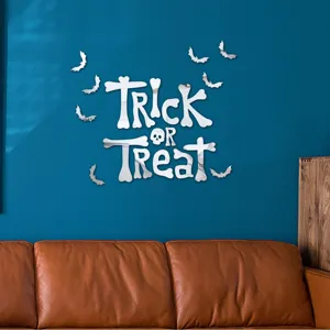 Halloween acrylic mirror wall sticker trick or treat bat decals for home party decor