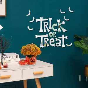 Halloween 3D acrylic mirror wall sticker trick or treat bat home party decor decal