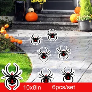 Halloween spider floor stickers waterproof spooky party decor 6pcs 10x8 inch