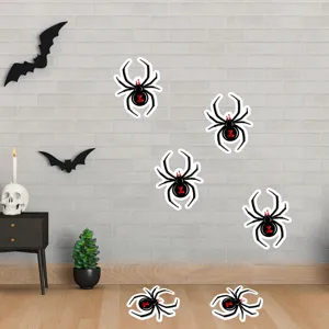 Halloween black spider wall stickers spooky party decor home festival wall decals set