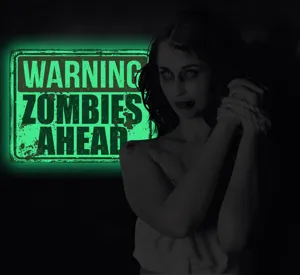 Halloween glow in the dark zombies ahead warning sign wall sticker spooky holiday decor