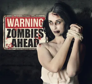 Halloween zombie warning sign wall sticker spooky holiday party home decor window decal.
