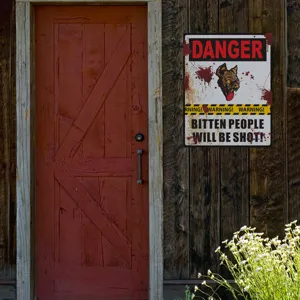 Halloween horror danger warning wall sticker poster spooky scene holiday decor detail