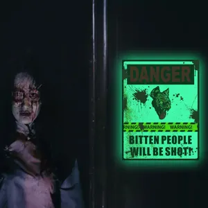 Halloween glow wall sticker waterproof fluorescent dangerous warning poster room decor label