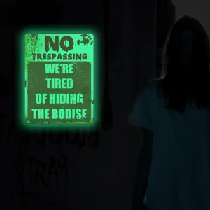 Halloween luminous warning wall sticker glowing spooky sign horror decor home waterproof