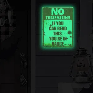 Halloween glow in the dark warning sign detail, spooky party wall sticker decoration props.