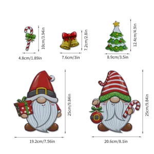 Set di adesivi magnetici riflettenti di Natale con gnomo e albero per decorazione.