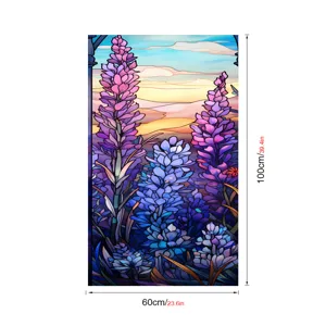 Film pour fenêtre en verre teinté à motif floral coloré, autocollant décoratif.