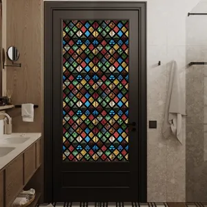 Decoratieve statisch hechtende glas-in-lood privacy raamfolie sticker voor deuren